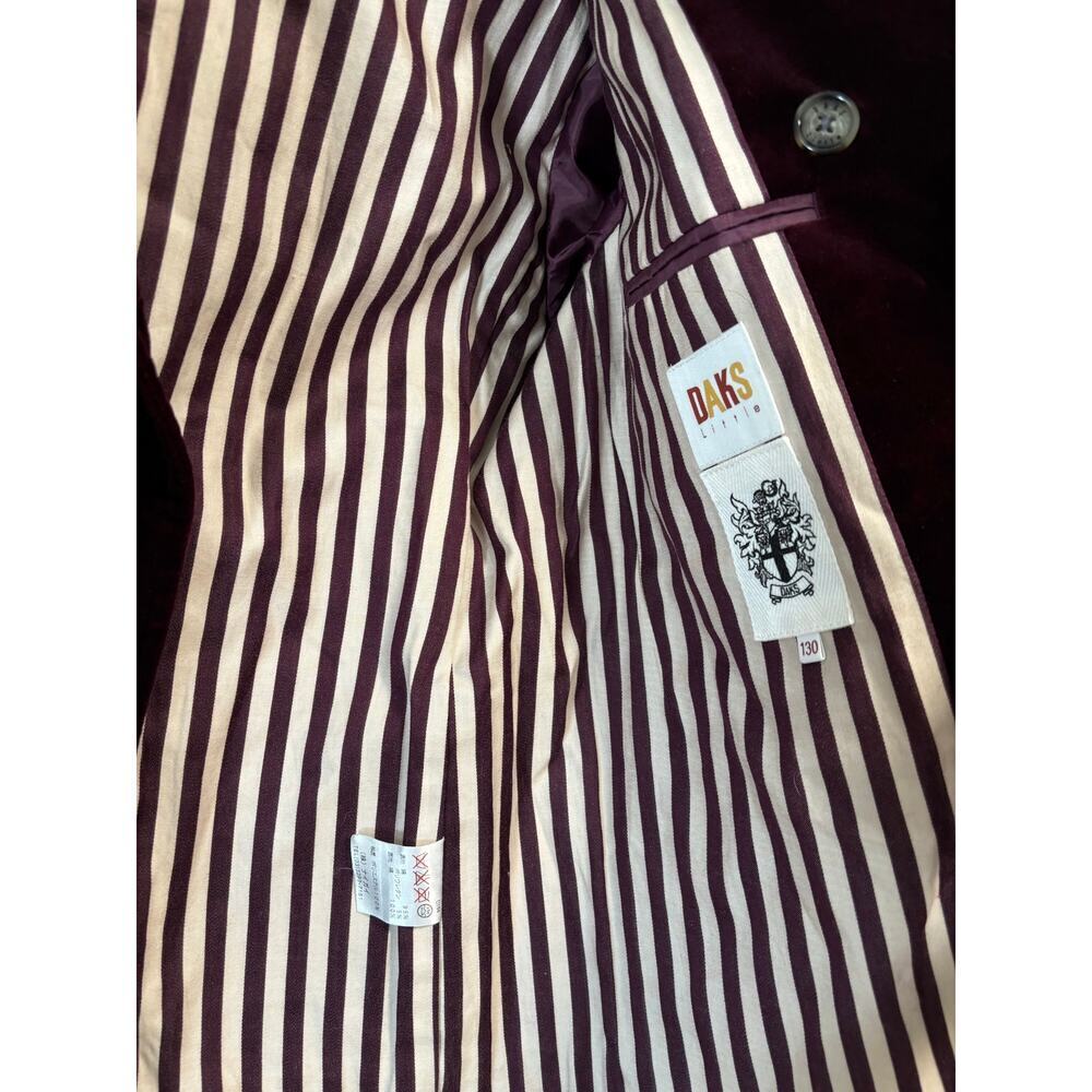 DAKS Little Kids Velvet Blazer Jacket Burgundy Double Breasted Size 130 Luxury - Picture 8 of 10